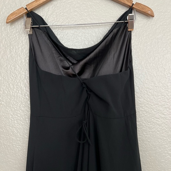 Romantically Speaking Black Cowl Lace-Up Maxi Dress - Picture 6 of 10